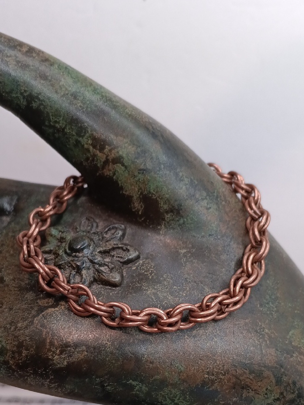 Solid Copper Double Link Cable Chain Bracelet 7.5" Long Vintage